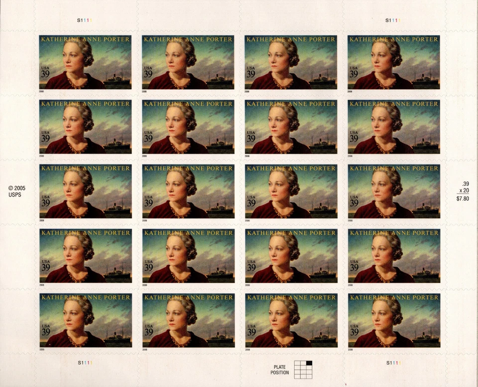 USA 2006 KATHERINE ANNE PORTER AUTHOR 20 STAMPS SHEET ONE DESIGN SCOTT 4030 MNH - Image 2 of 4
