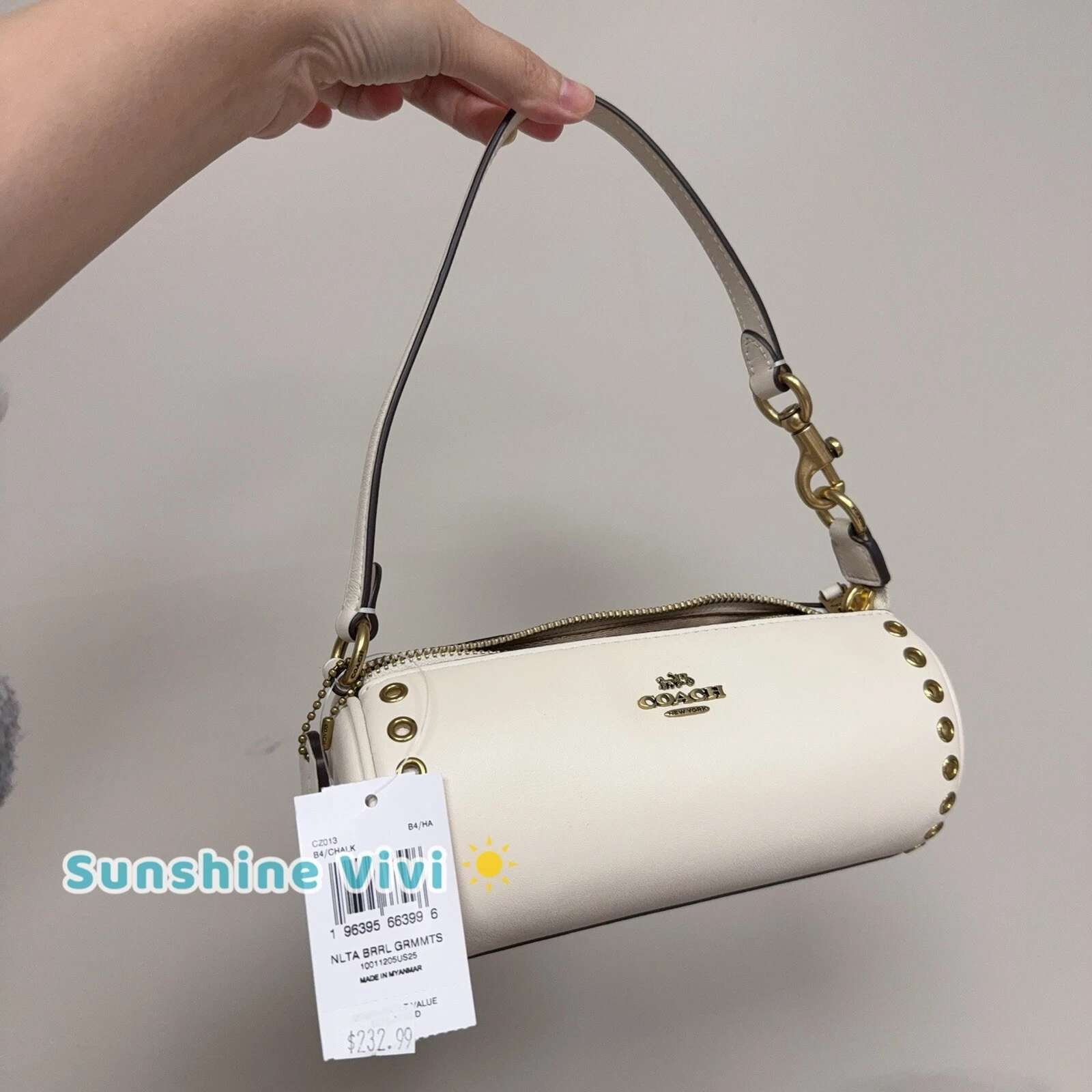 Borsa Coach CZ013 in pelle Nolita con occhielli gesso bianca nuova con etichetta