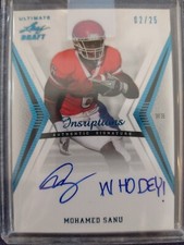 2012 LEAF ULTIMATE DRAFT INSCRIPTIONS MOHAMED SANU ROOKIE ON CARD AUTO SP /25 