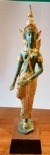 Thai Bronze Statue Of Deva Apsara Performing Traditional Khon Dance