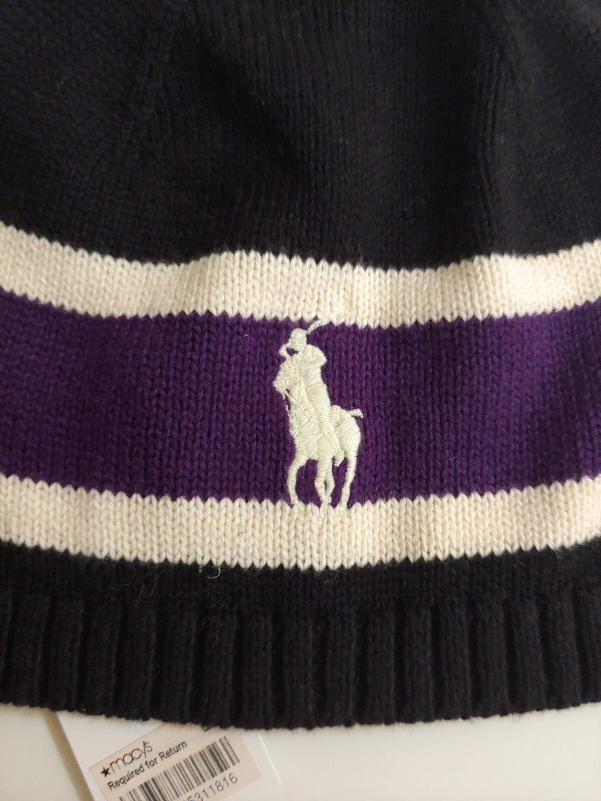 PONY Polo nuova con etichette Ralph Lauren bambini lana mista berretti grandi neri 8 20