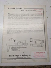 LODGE & SHIPLEY LATHES REPAIR PARTS LIST BOOK MANUAL CATALOG A 12” 14” 16”