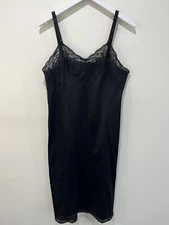 Vintage Wonder Maid Molded Magic Nylon Full Slip Dress Lace Black Sz 40 USA