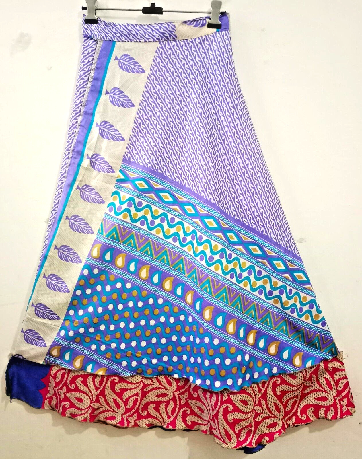 Falda Larga de Seda Sari Vintage India Envoltura Bohemia Flamenca Gitana Boho