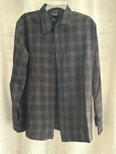 Retro OAKLEY MEN  S Casual Button Up Shirt Black Plaid Size Large Used