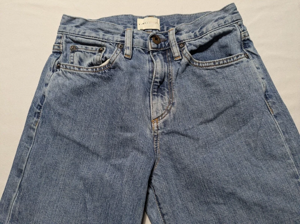 Pantalones de mezclilla azules con dobladillo crudo de algodón para mujer SIMON MILLER hechos en EE. UU. Foto 3 de 4