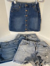 Lot Of 4 Girls Size 10/12 Denim Shorts  Skirt See Description For Details