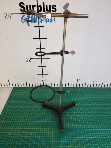 Vintage Fisher Scientific Cast Iron Lab Stand W/ Clamp Holder & Rings 25" Tall - Picture 7 of 8