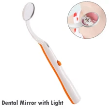 New Dental Mirror with Light Dental Instruments Checking Mirror Anti-fog Orange