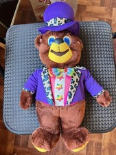 Vtg 90s Lisa Frank Hollywood Bear Rainbow Buttons Bow tie Plush Stuffed Animal