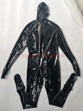 Latex catsuit full cover mesh eyes open nose mouth with gloves socks 0.4mm