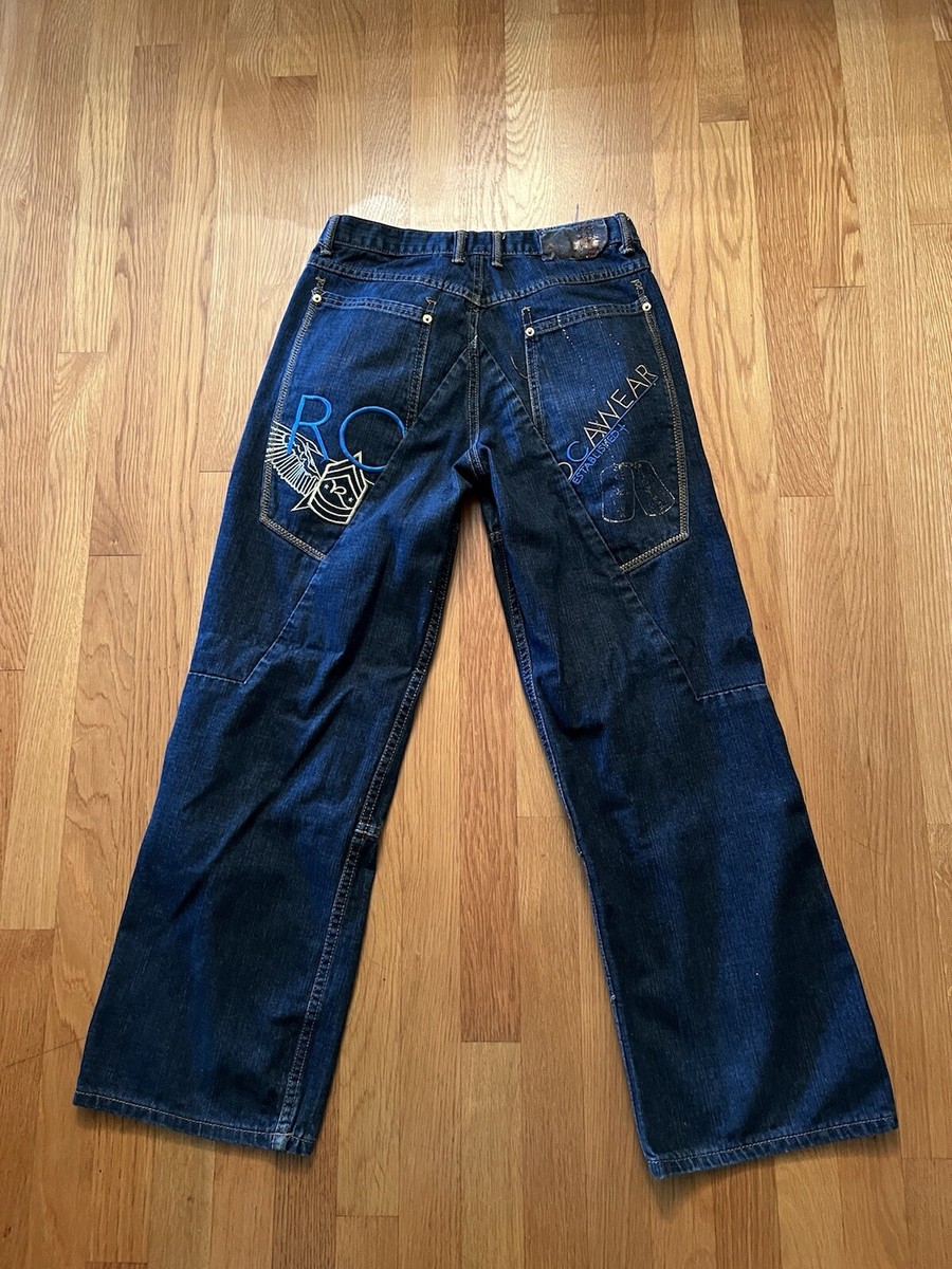 Rocawear Boys Jeans Blue Size 18 Baggy Loose Skater Y2K
