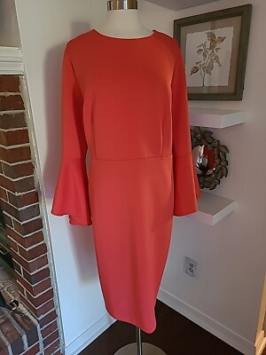 Eloquii Flare Sleeve Scuba Knit Dress Size 22 Orange
