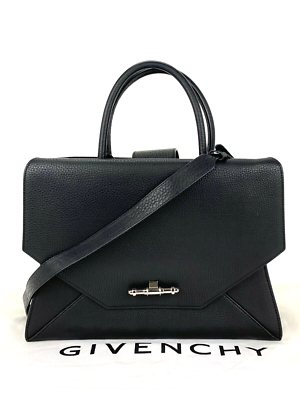 Givenchy Hand Bag Obsedia Medium Flap Black Pebbled Calfskin