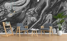 3D Black Fluid Texture Wallpaper Wall Mural Removable Self-adhesive Sticker 739