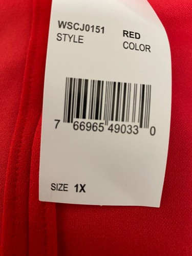 Ny Collection Women's Red 3/4 Sleeve Scuba Collar Crepe Blazer Size 1X NWT - Picture 3 of 4