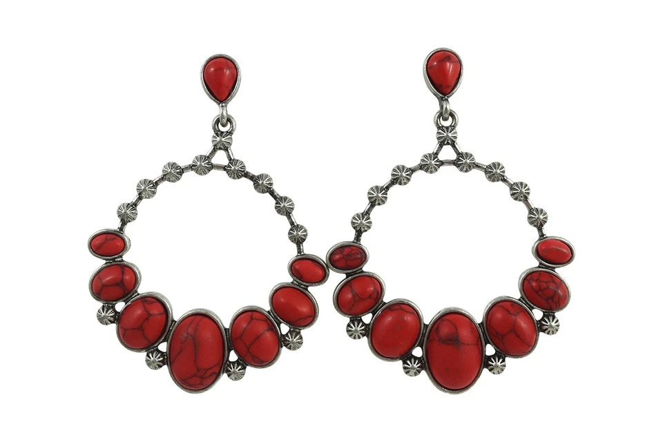 Pendientes colgantes Naja inspirados en el suroeste imitación turquesa flor de calabaza Foto 2 de 2