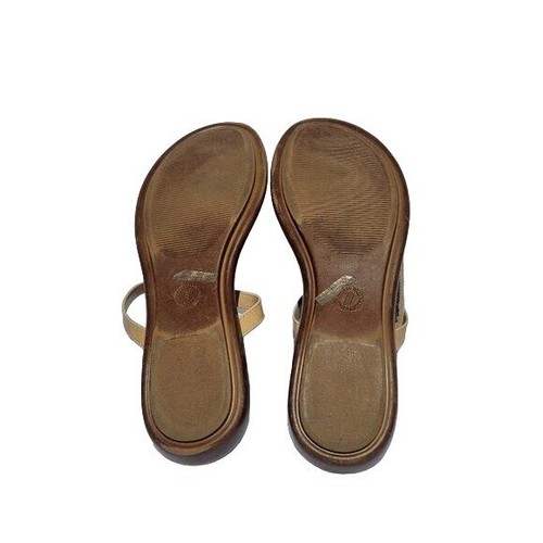 Toscanella Sandals Womens size 10 Dazzler Crystal Medallion Wedge flip flop Tan - Picture 4 of 9