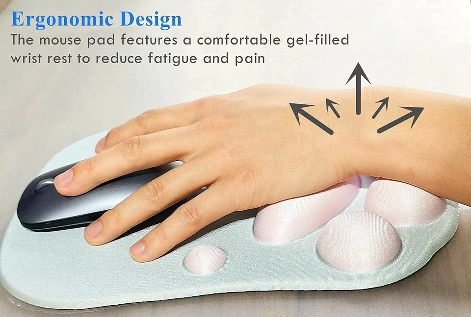 Alfombrilla de ratón Pata de gato con soporte para muñeca, silicona suave, antideslizante, rosa. ¡Envío gratis! Foto 3 de 3