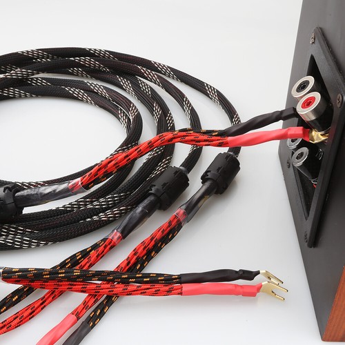 Pair 12AWG OFC Pure Copper Gold Plate Banana Spade Plug Audio HiFi Speaker Cable - Picture 10 of 12