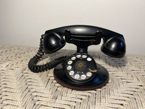 🍊Vintage Bell Systems Western Electric Obrotowa kołyska Telefon Czarny | Model F1 - Zdjęcie 1 z 14