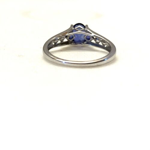 10K SOLID WHITE GOLD LAB CREATED SAPPHIRE & GENUINE DIAMOND RING SZ 6.5 - Picture 9 of 12