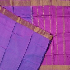 Vintage Purple Dual Tone Sarees 100 Pure Silk Zari Handwoven Sari 6YD Fabric
