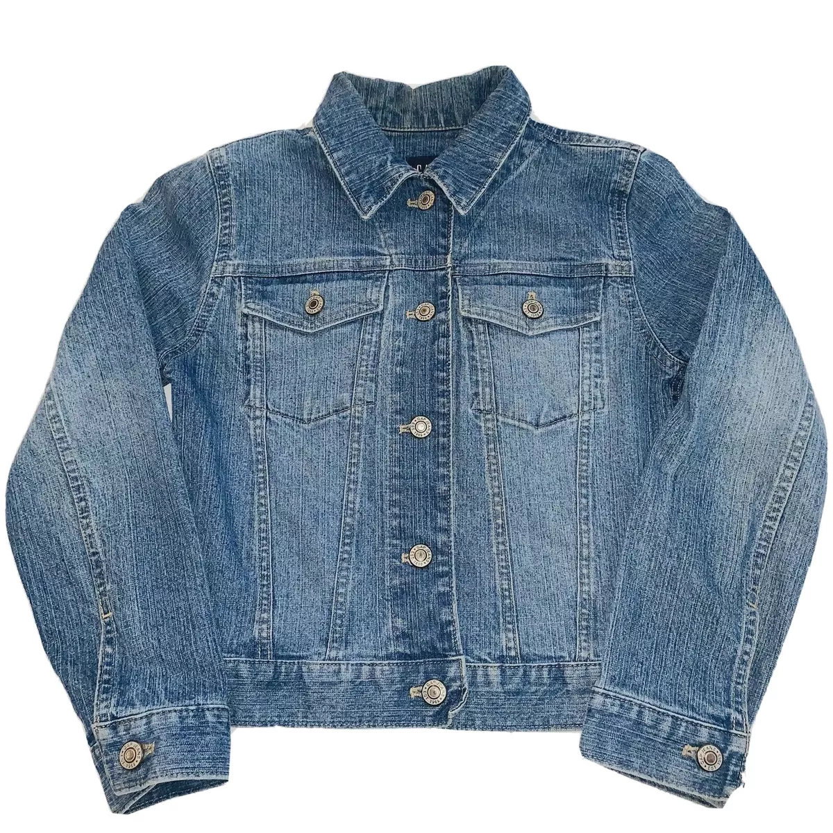 GAP Denim Jean Jacket Blue Denim Button Down YOUTH Size 10 Large womens Xsmall
