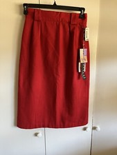 Sag Harbor Sz 12 Red Straight Skirt Wool Vintage NWT Belt Loops Union Label USA