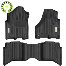 2 Row Floor Mats Liner Set for 2019-2024 Ram 2500 3500 Crew Cab All Weather TPE