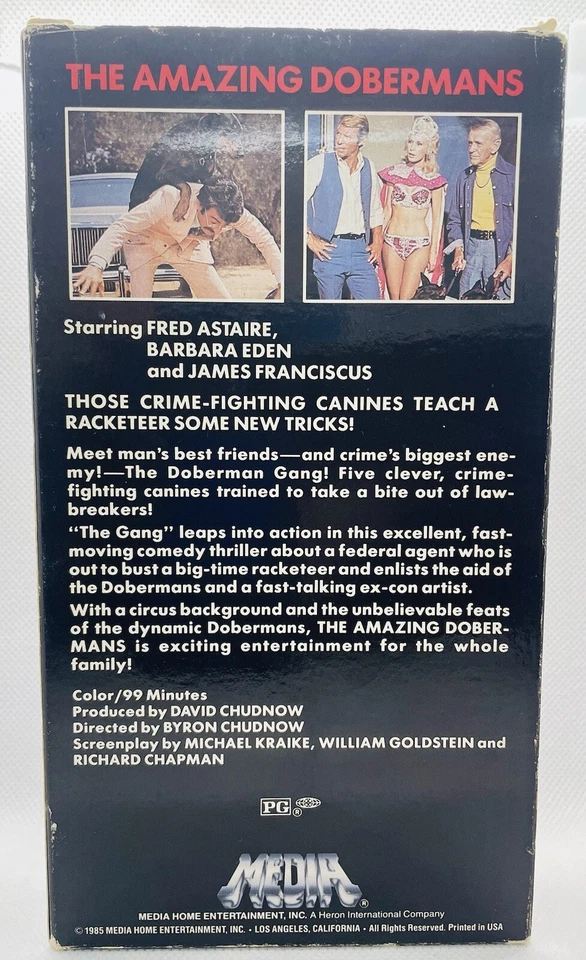 The Amazing Dobermans Fred Astaire Barbara Eden VHS 1985 Rare Double Flap Case - Image 2 of 4