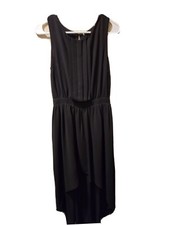 Forever 21 High Low Midi Dress Black With Pleating On Top, Size Medium