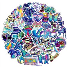 50pc HOLOGRAPHIC COLORFUL STICKER MIX, Waterproof, Cars-Phones-Bikes-Skateboards