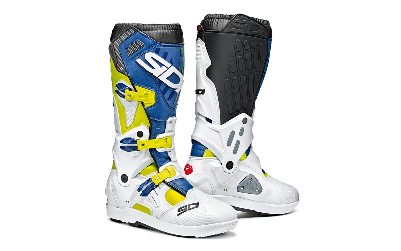 STIVALI SIDI ATOJO SRS CON SNODO GIALLO FLUO BLU MOTO CROSS ENDURO OFFROAD