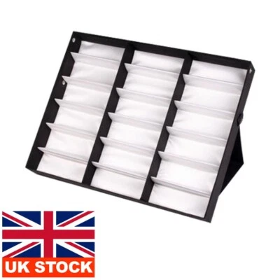 Sunglasses Glasses Display Case Storage Box Organiser Black 18 Grids Box UK