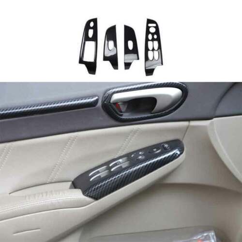 For 2006 2007-2011 Honda Civic Carbon Fiber Window Lift Panel Switch Cover Trim