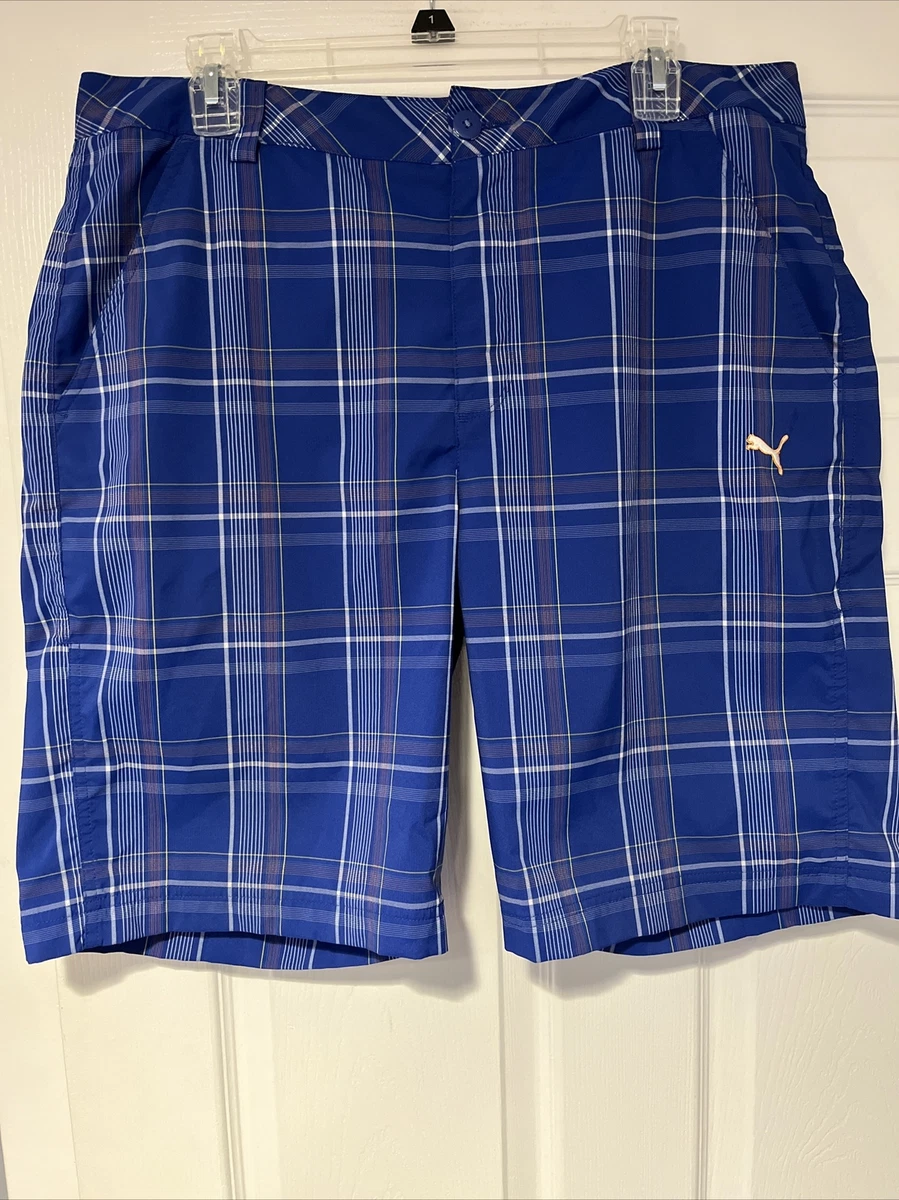 Puma plaid golf shorts cheap