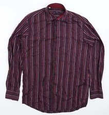 Andrea Toscani Mens Multicoloured Striped Cotton Blend Dress Shirt Size 15.5