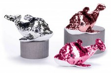 Delphin Glitzer Stofftier Plüschtier Plüsch Pailetten ca. 28 cm Groß NEU