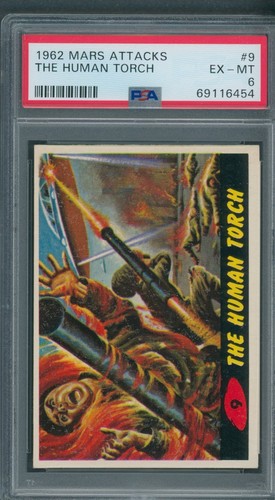1962 Topps Mars Attacks #9 The Human Torch — PSA (grade unconfirmed)