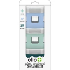 Ello Glass Condiment Containers with Leak Proof Plastic Lid, 4 oz, Set of 3