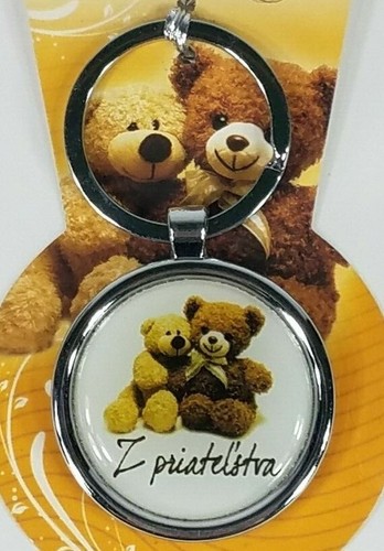 NWT Z Priatel'stva Slovak friendship bears silver metal pendant keychain Gift - Picture 3 of 5