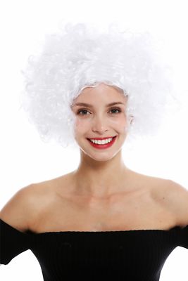 Perücke Damen Karneval Halloween Diva kurz lockig Mittelscheitel Weiß 1352-ZA62