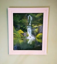 Reflections in Green, Original Acrylic Painting, 8"x10", Framed
