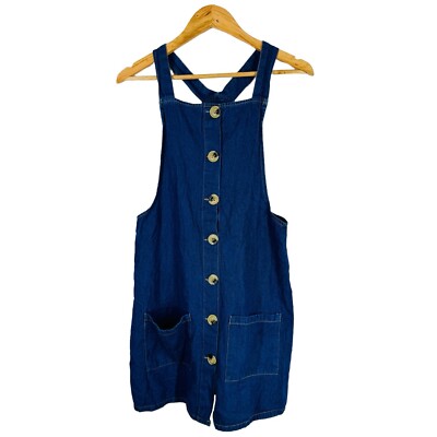 Japna Denim Chambray Button Down Pinifore Dress Large Sleeveless | eBay