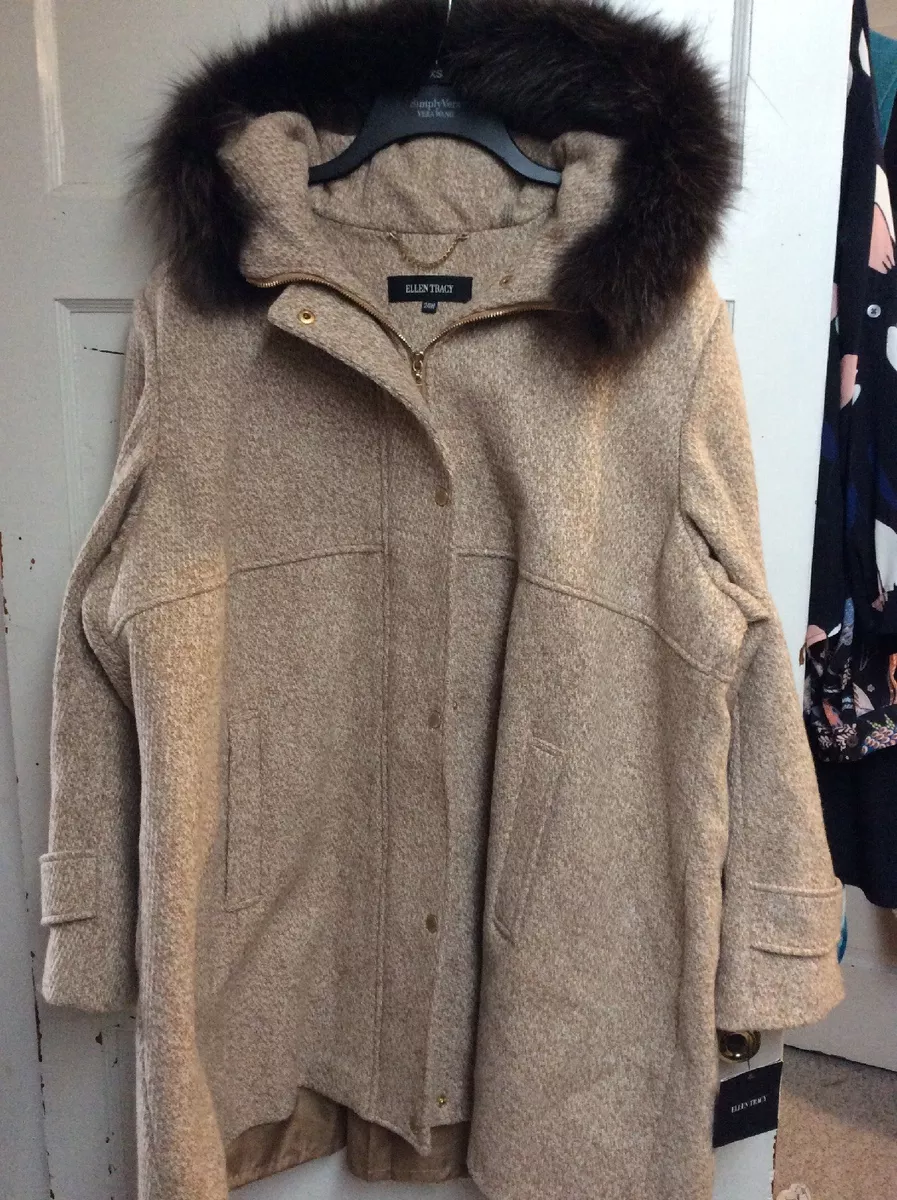 480 ELLEN TRACY PLUS SIZE 24W WOOL COAT BIE FOX COLLAR P11F eBay