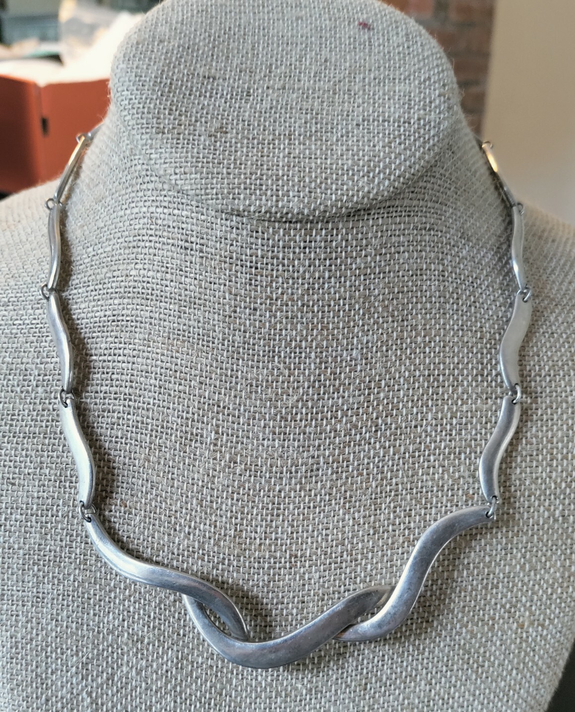 Vtg Taxco Mexico Modernist Sterling Silver Neckla… - image 1