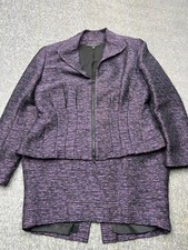 Lafayette 148 Skirt Suit Size 14/10 Purple Black Wool Blend