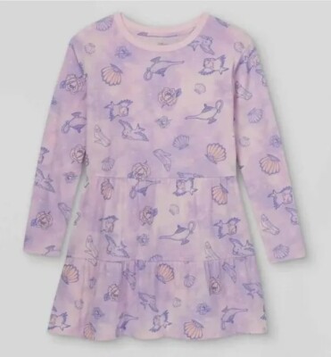 New Girls Disney Princess Royally Fierce Purple Cotton Dress Size