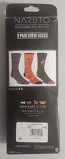Naruto Shippuden Ichiraku Ramen Ninja Academy Anime Men's 3 Pair Crew Socks 8-12